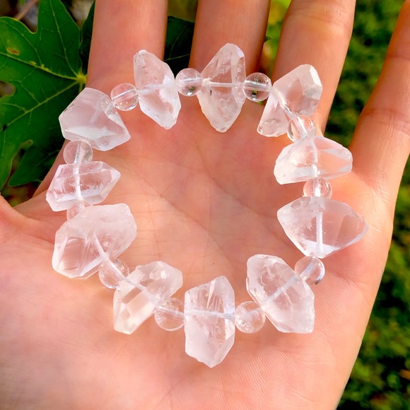 Raw Clear Quartz Crystal Bracelet - Picture 1 of 3